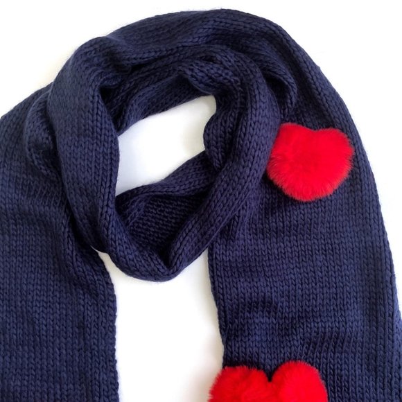 BCBGeneration Heart Knit Pom Pom Muffler Scarf - Picture 4 of 5
